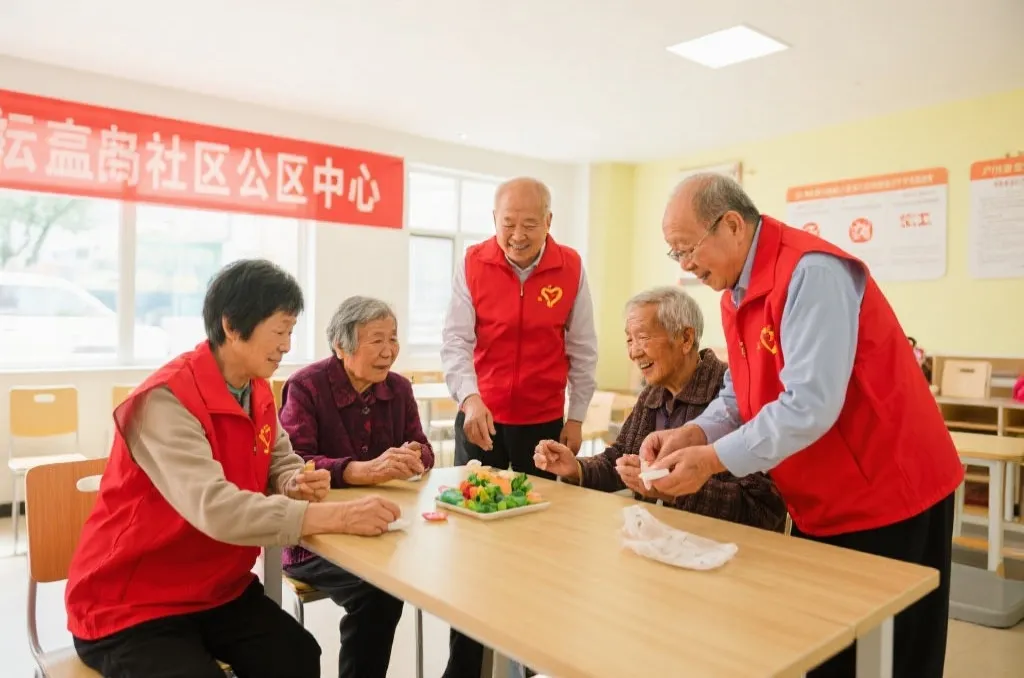 社区老年福利项目受益者正在参与活动